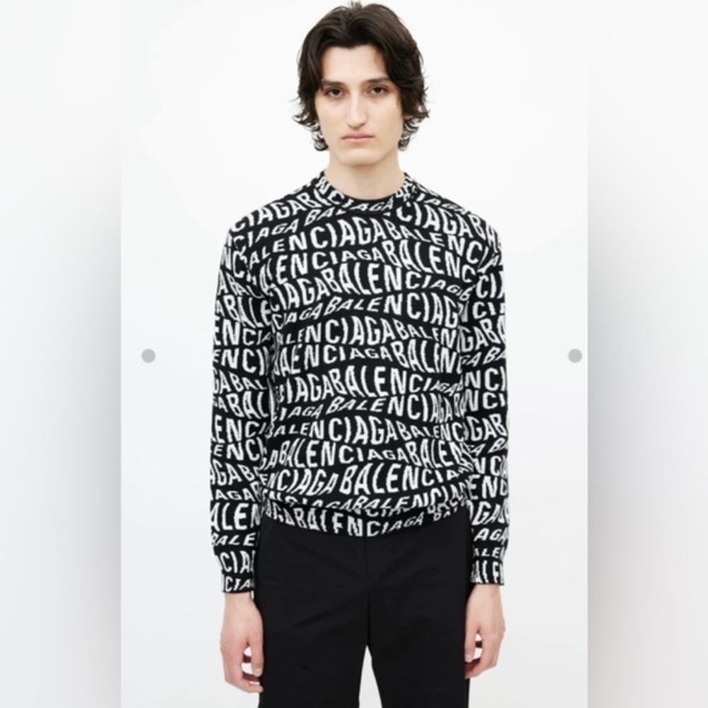Black & White Logo Intarsia Sweater